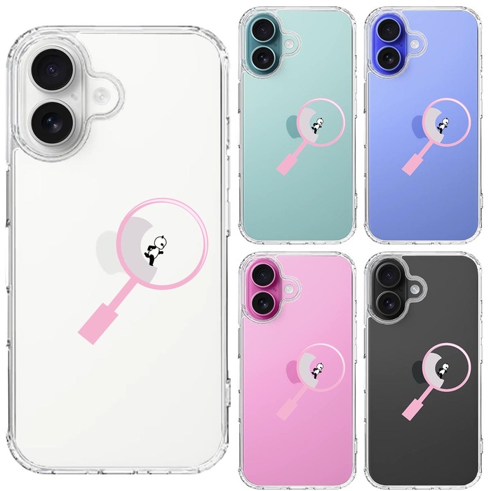 iPhone16 ケース クリア よく見たら パンダ 小走り中 スマホケース 側面ソフト 背面ハード ハイブリッド -1