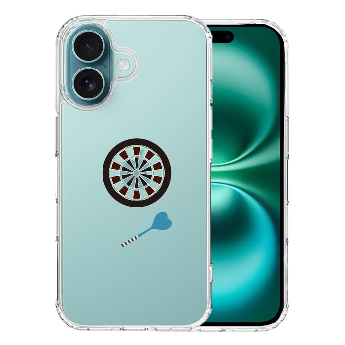 iPhone16 ケース クリア ダーツ ダーツボード スマホケース 側面ソフト 背面ハード ハイブリッド -0