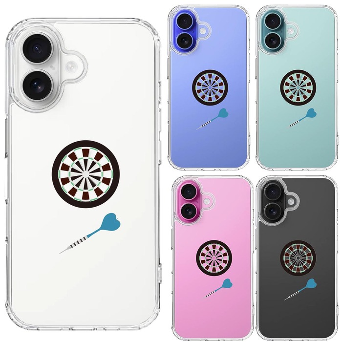 iPhone16 ケース クリア ダーツ ダーツボード スマホケース 側面ソフト 背面ハード ハイブリッド -1