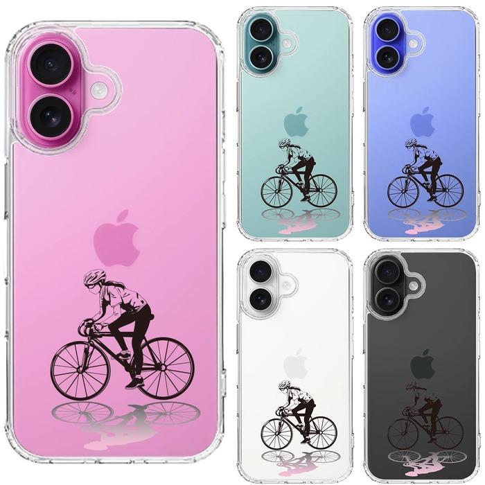 iPhone16 ケース クリア スポーツサイクリング 女子1 スマホケース 側面ソフト 背面ハード ハイブリッド -1
