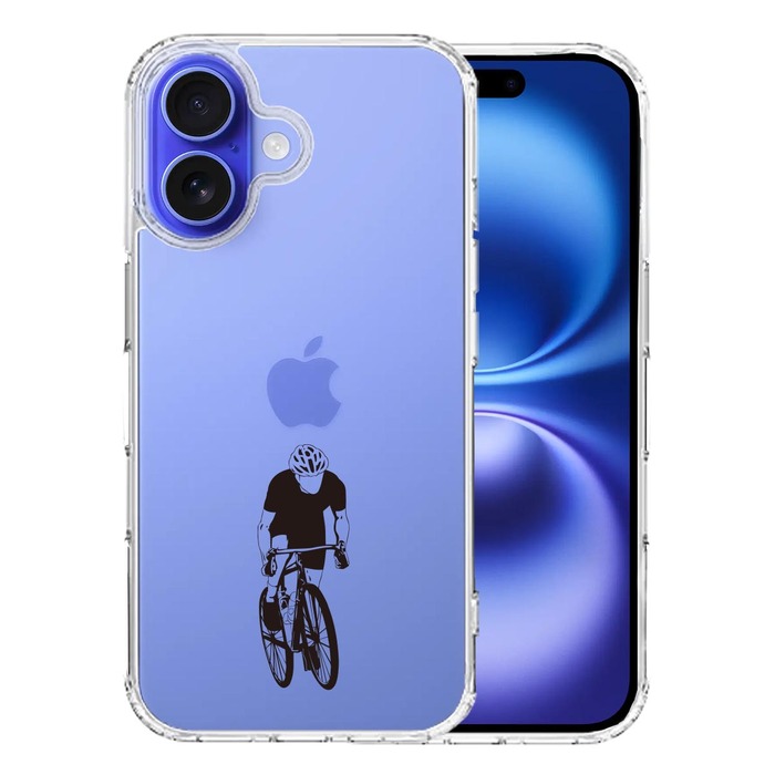 iPhone16 ケース クリア スポーツサイクリング 男子1 スマホケース 側面ソフト 背面ハード ハイブリッド -0