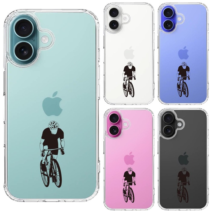 iPhone16 ケース クリア スポーツサイクリング 男子1 スマホケース 側面ソフト 背面ハード ハイブリッド -1