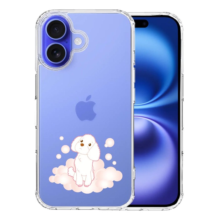 iPhone16 ケース クリア プードル 泡 スマホケース 側面ソフト 背面ハード ハイブリッド -0