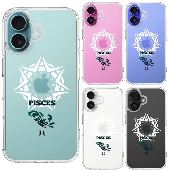iPhone16 ケース クリア 魚座 うお座 スマホケース 側面ソフト 背面ハード ハイブリッド -1