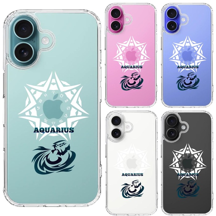 iPhone16 ケース クリア 水瓶座 みずがめ座 スマホケース 側面ソフト 背面ハード ハイブリッド -1