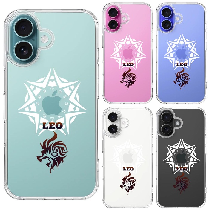iPhone16 ケース クリア 獅子座 しし座 スマホケース 側面ソフト 背面ハード ハイブリッド -1