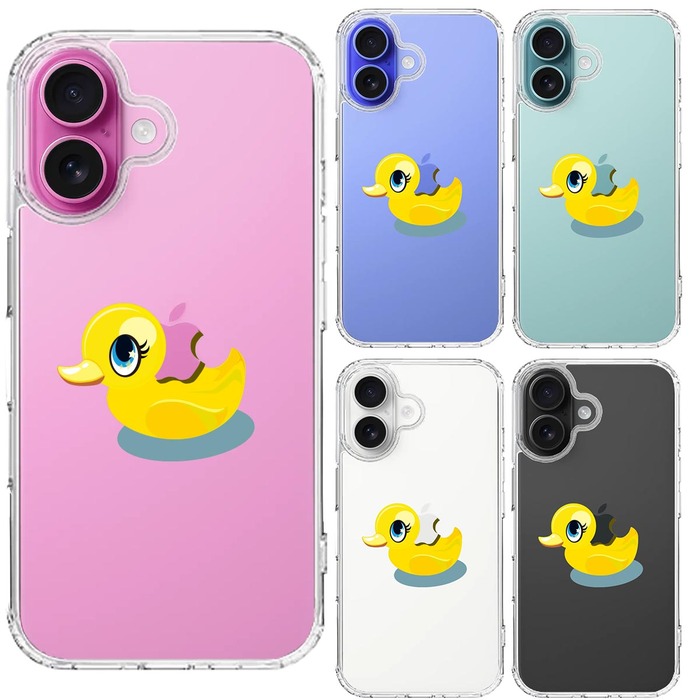 iPhone16 ケース クリア あひるちゃん スマホケース 側面ソフト 背面ハード ハイブリッド -1