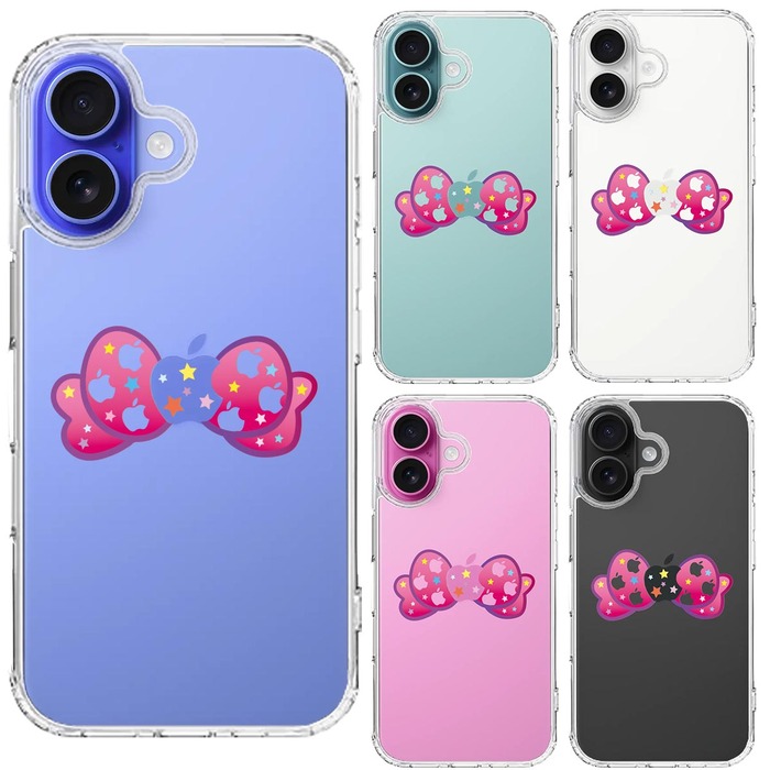 iPhone16 ケース クリア りぼん スマホケース 側面ソフト 背面ハード ハイブリッド -1