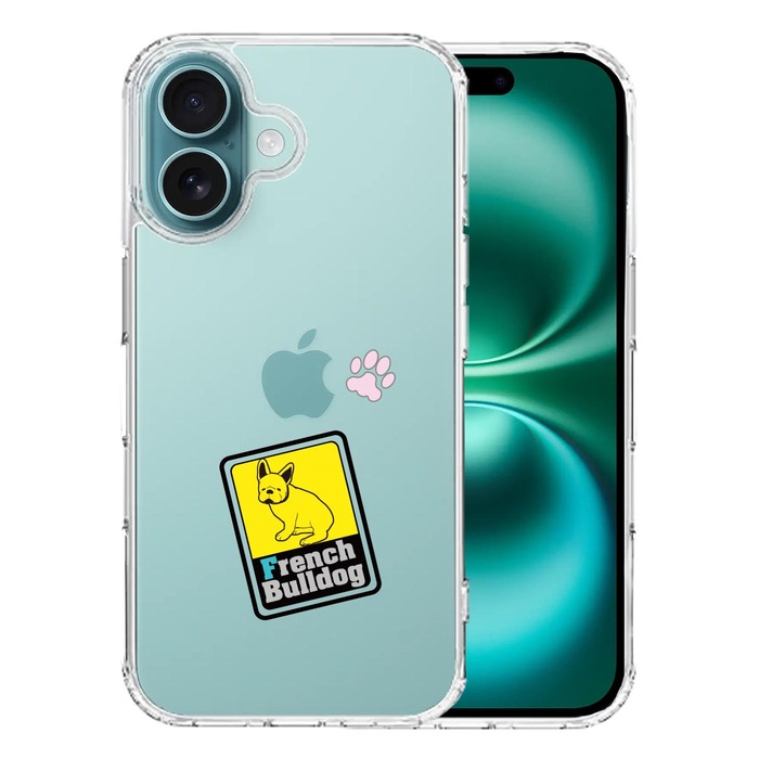 iPhone16 ケース クリア フレンチブルドック 1 スマホケース 側面ソフト 背面ハード ハイブリッド -0