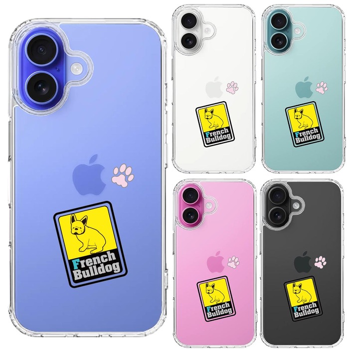 iPhone16 ケース クリア フレンチブルドック 1 スマホケース 側面ソフト 背面ハード ハイブリッド -1