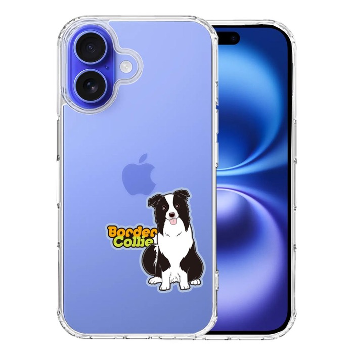 iPhone16 ケース クリア ボーダー コリー 3 スマホケース 側面ソフト 背面ハード ハイブリッド -0