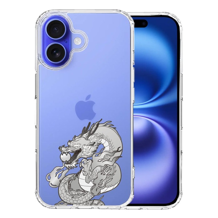 iPhone16 ケース クリア 龍 4 スマホケース 側面ソフト 背面ハード ハイブリッド -0