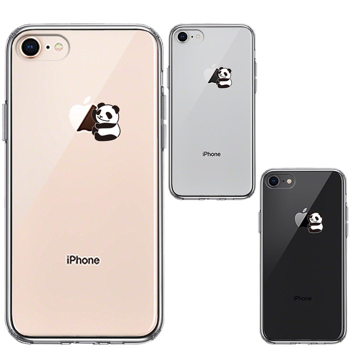 iPhone8 ケース クリア りんご に パンダ スマホケース 側面ソフト 背面ハード ハイブリッド -1