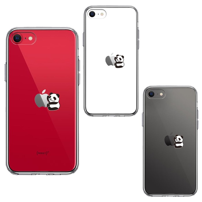 iPhoneSE ケース 第3世代 第2世代 クリア りんご に パンダ スマホケース 側面ソフト 背面ハード ハイブリッド -1