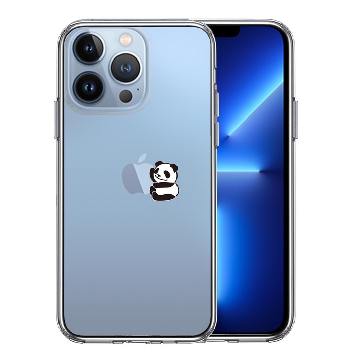 iPhone13Pro ケース クリア りんご に パンダ スマホケース 側面ソフト 背面ハード ハイブリッド -0