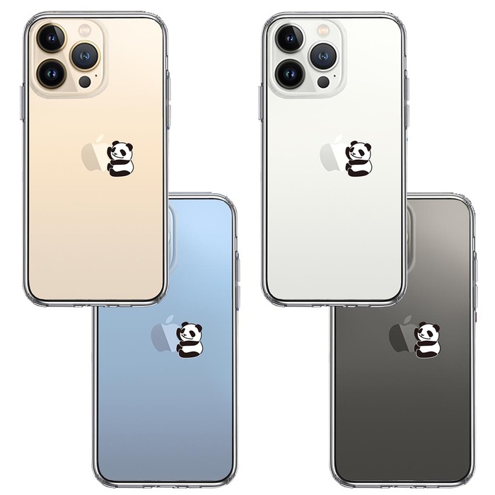 iPhone13Pro ケース クリア りんご に パンダ スマホケース 側面ソフト 背面ハード ハイブリッド -1