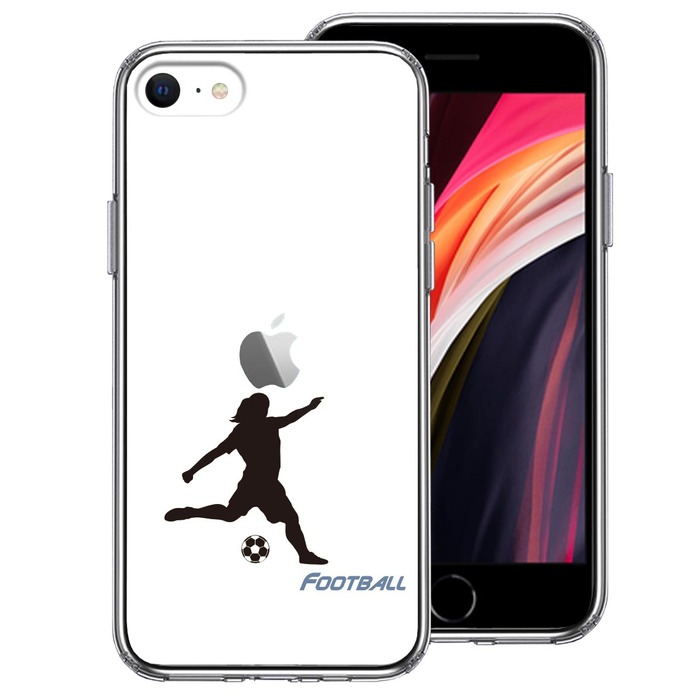 iPhoneSE ケース 第3世代 第2世代 クリア サッカー 女子 スマホケース 側面ソフト 背面ハード ハイブリッド -0