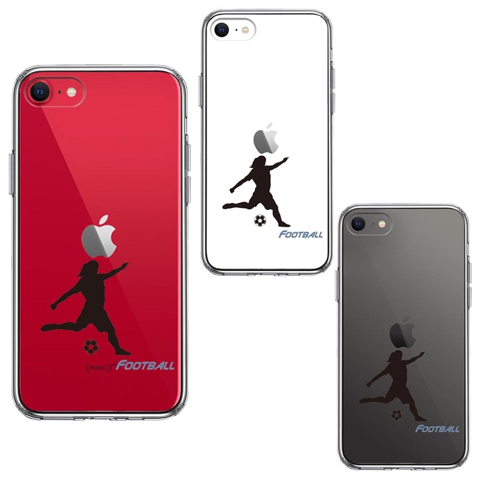 iPhoneSE ケース 第3世代 第2世代 クリア サッカー 女子 スマホケース 側面ソフト 背面ハード ハイブリッド -1