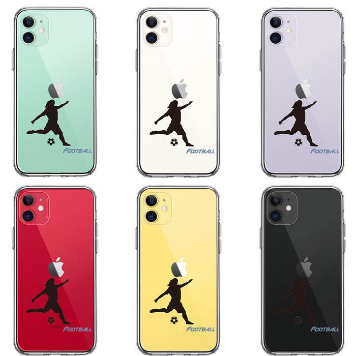 iPhone11 ケース クリア サッカー 女子 スマホケース 側面ソフト 背面ハード ハイブリッド -1