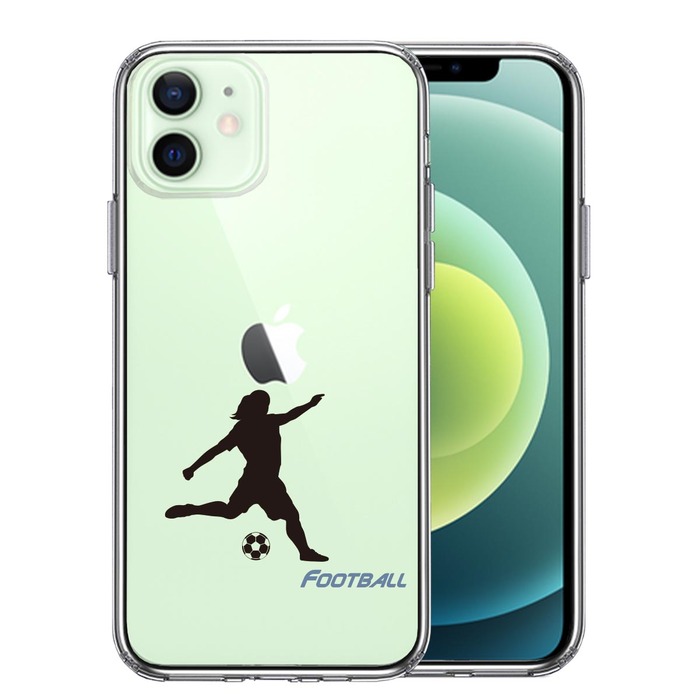 iPhone12 ケース クリア サッカー 女子 スマホケース 側面ソフト 背面ハード ハイブリッド -0