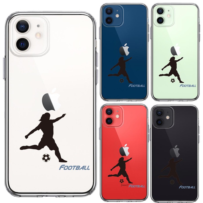 iPhone12mini ケース クリア サッカー 女子 スマホケース 側面ソフト 背面ハード ハイブリッド -1