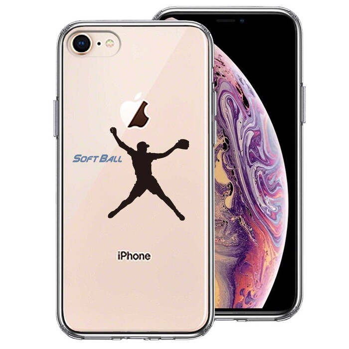 iPhone8 ケース クリア ソフトボール ピッチャー スマホケース 側面ソフト 背面ハード ハイブリッド -0