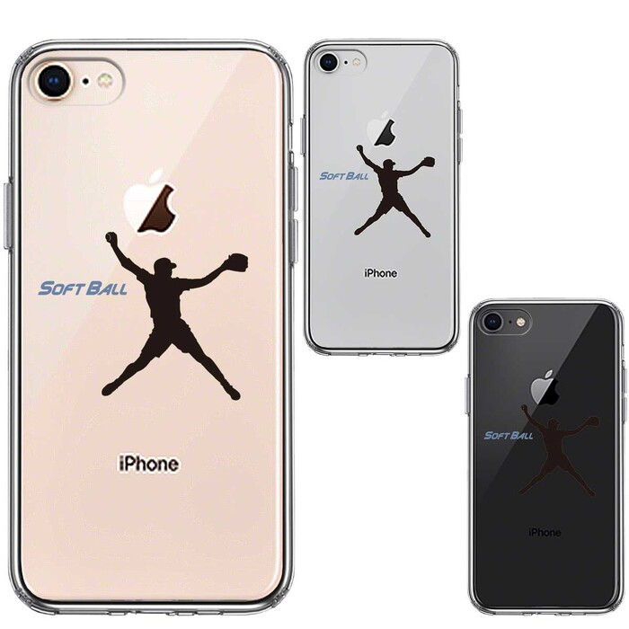 iPhone8 ケース クリア ソフトボール ピッチャー スマホケース 側面ソフト 背面ハード ハイブリッド -1
