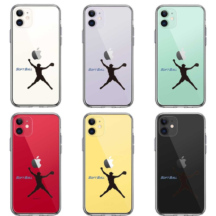 iPhone11 ケース クリア ソフトボール ピッチャー スマホケース 側面ソフト 背面ハード ハイブリッド -1