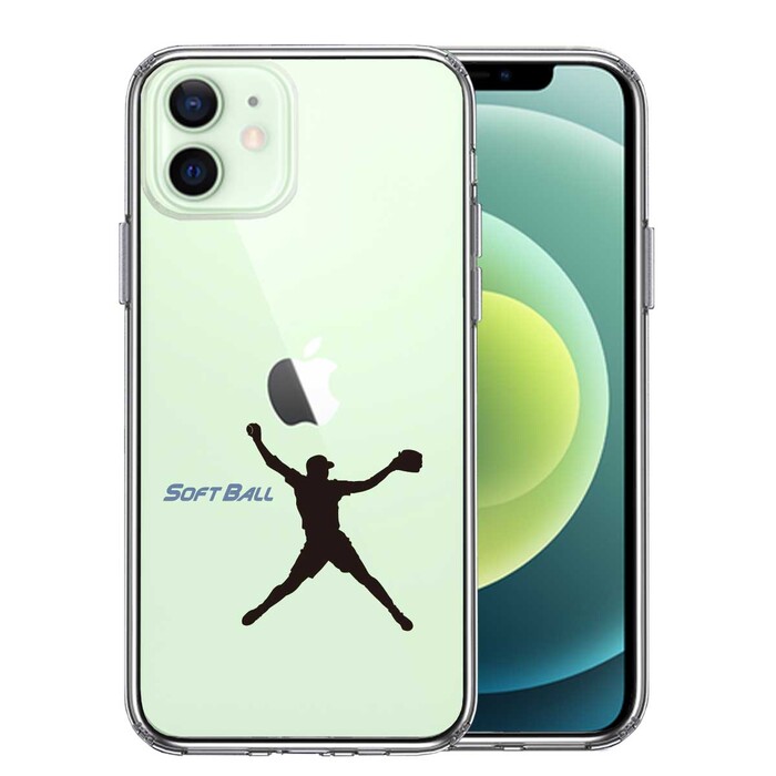 iPhone12 ケース クリア ソフトボール ピッチャー スマホケース 側面ソフト 背面ハード ハイブリッド -0