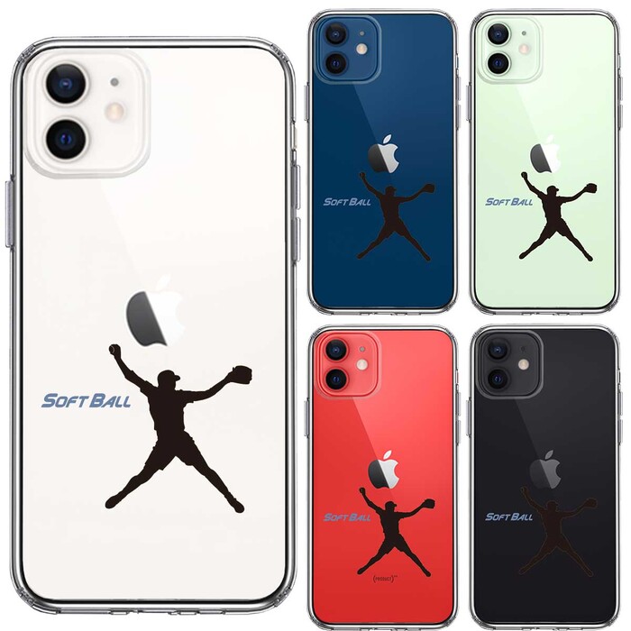 iPhone12 ケース クリア ソフトボール ピッチャー スマホケース 側面ソフト 背面ハード ハイブリッド -1