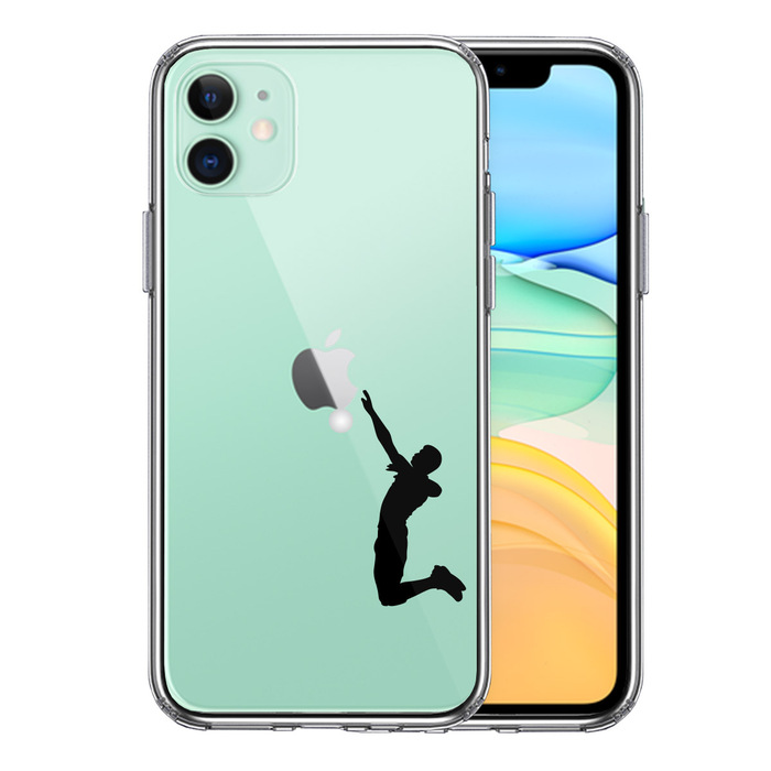 iPhone11 ケース クリア バレーボール サーブ スマホケース 側面ソフト 背面ハード ハイブリッド -0