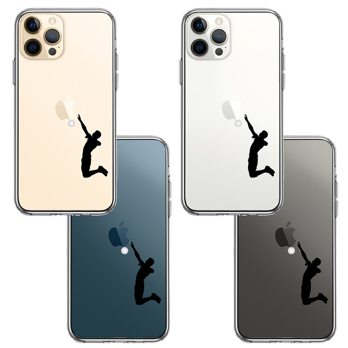 iPhone12Pro ケース クリア バレーボール サーブ スマホケース 側面ソフト 背面ハード ハイブリッド -1