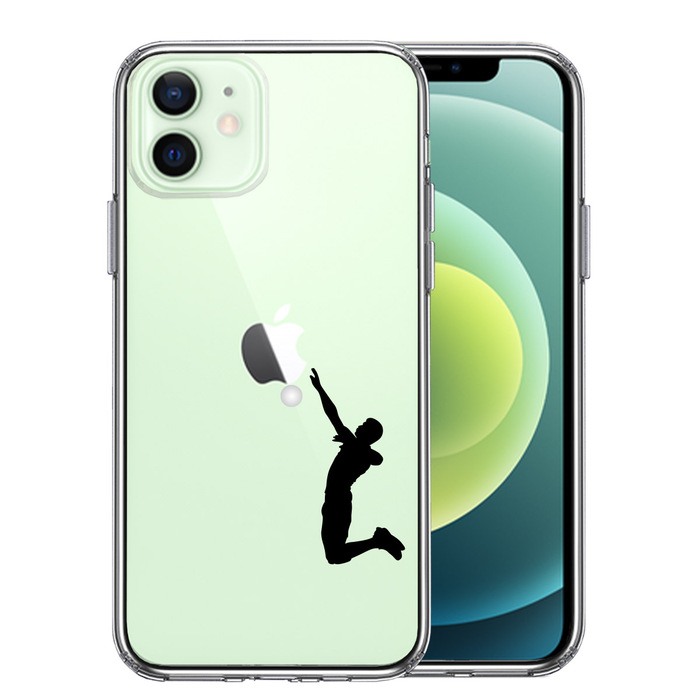 iPhone12 ケース クリア バレーボール サーブ スマホケース 側面ソフト 背面ハード ハイブリッド -0