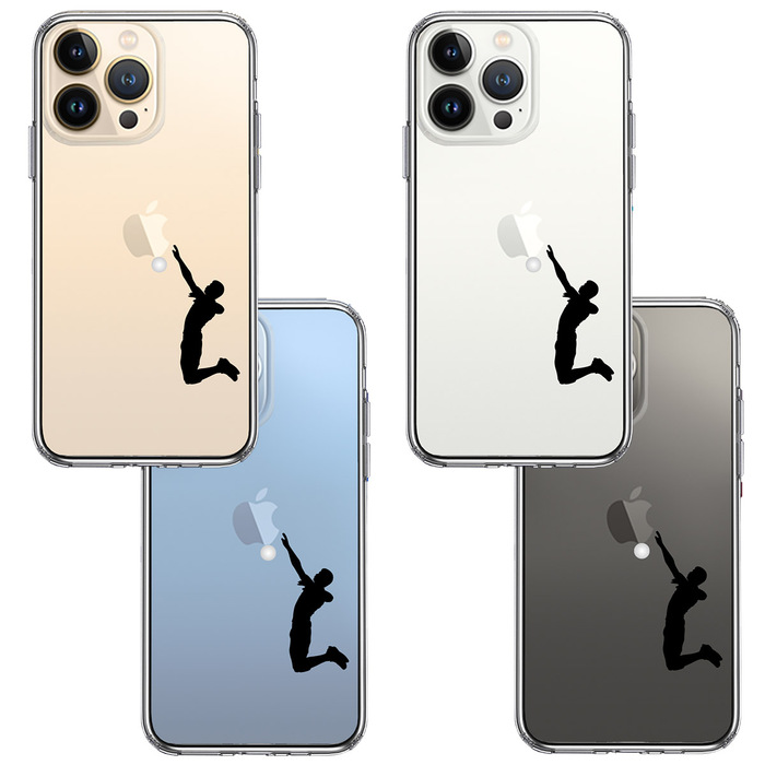 iPhone13Pro ケース クリア バレーボール サーブ スマホケース 側面ソフト 背面ハード ハイブリッド -1