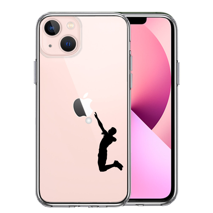 iPhone13 ケース クリア バレーボール サーブ スマホケース 側面ソフト 背面ハード ハイブリッド -0