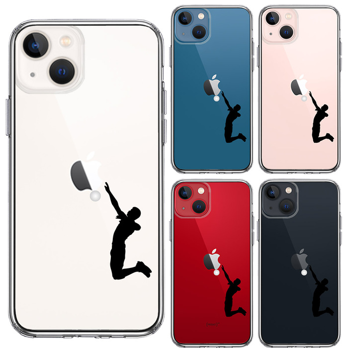 iPhone13 ケース クリア バレーボール サーブ スマホケース 側面ソフト 背面ハード ハイブリッド -1