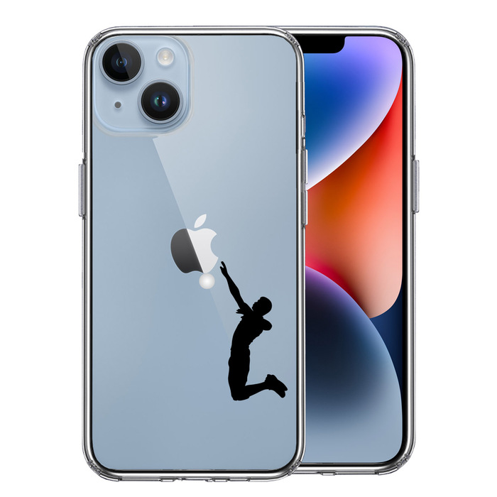 iPhone14 ケース クリア バレーボール サーブ スマホケース 側面ソフト 背面ハード ハイブリッド -0