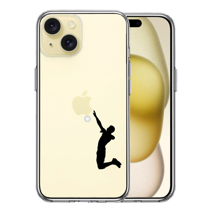 iPhone15Plus ケース クリア バレーボール サーブ スマホケース 側面ソフト 背面ハード ハイブリッド -0