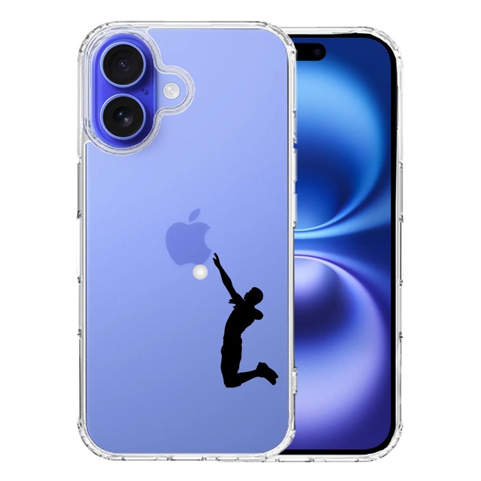 iPhone16 ケース クリア バレーボール サーブ スマホケース 側面ソフト 背面ハード ハイブリッド -0