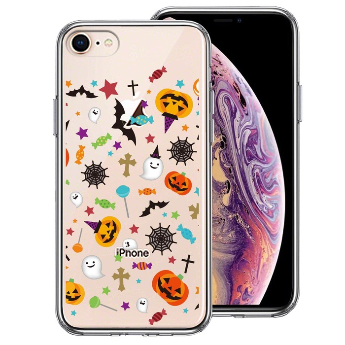 iPhone8 ケース クリア ハロウィン スマホケース 側面ソフト 背面ハード ハイブリッド -0