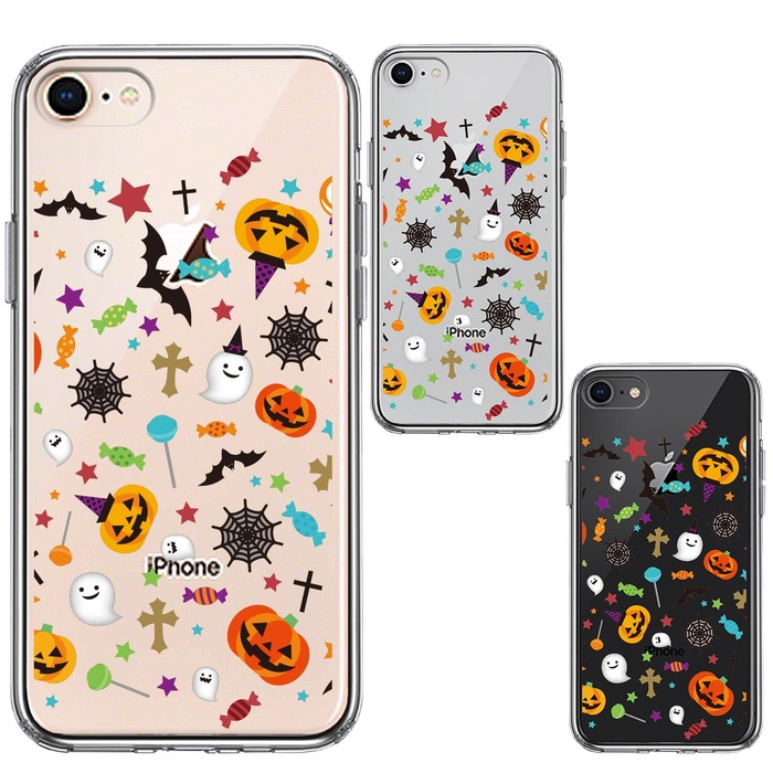 iPhone8 ケース クリア ハロウィン スマホケース 側面ソフト 背面ハード ハイブリッド -1