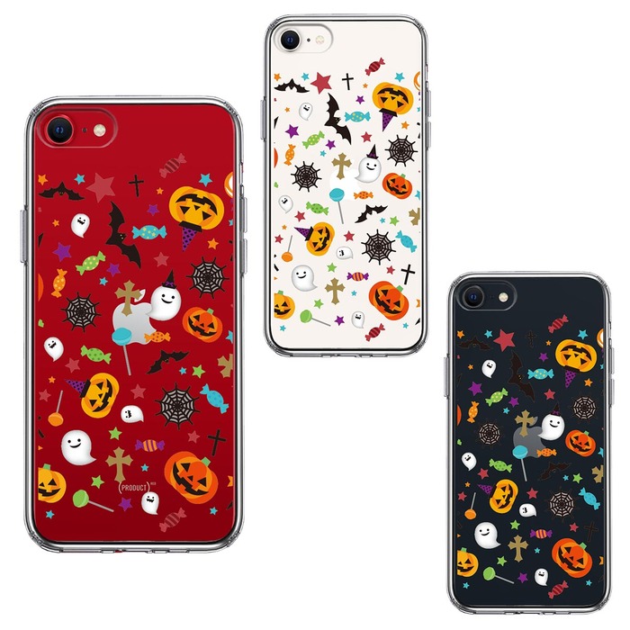 iPhoneSE ケース 第3世代 第2世代 クリア ハロウィン スマホケース 側(cè)面ソフト 背面ハード ハイブリッド -1