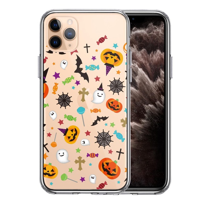 iPhone11pro  ケース クリア ハロウィン スマホケース 側面ソフト 背面ハード ハイブリッド -0