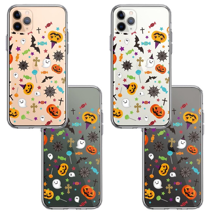 iPhone11pro  ケース クリア ハロウィン スマホケース 側面ソフト 背面ハード ハイブリッド -1