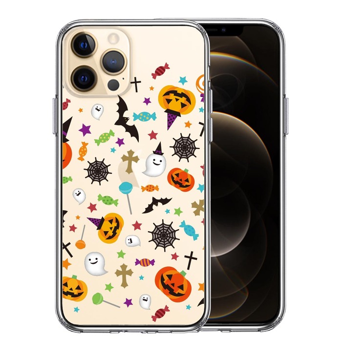 iPhone12Pro ケース クリア ハロウィン スマホケース 側面ソフト 背面ハード ハイブリッド -0