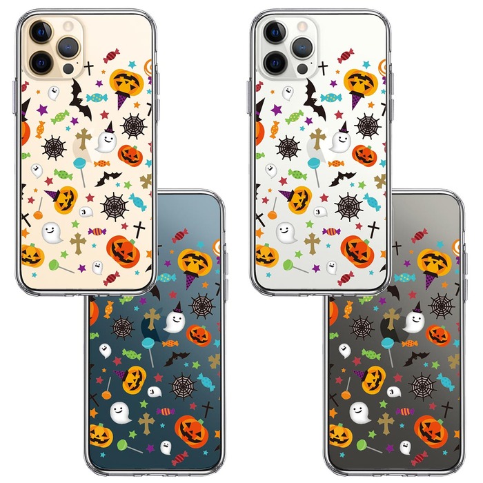 iPhone12Pro ケース クリア ハロウィン スマホケース 側面ソフト 背面ハード ハイブリッド -1