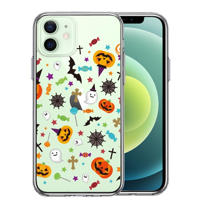 iPhone12 ケース クリア ハロウィン スマホケース 側面ソフト 背面ハード ハイブリッド -0