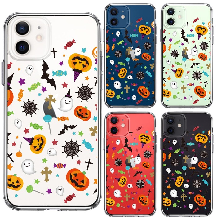 iPhone12 ケース クリア ハロウィン スマホケース 側面ソフト 背面ハード ハイブリッド -1