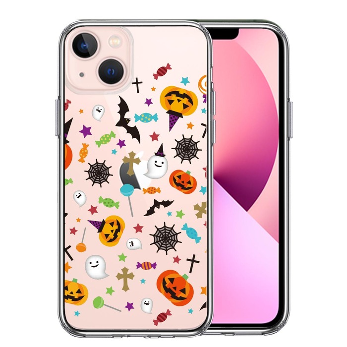 iPhone13mini ケース クリア ハロウィン スマホケース 側面ソフト 背面ハード ハイブリッド -0