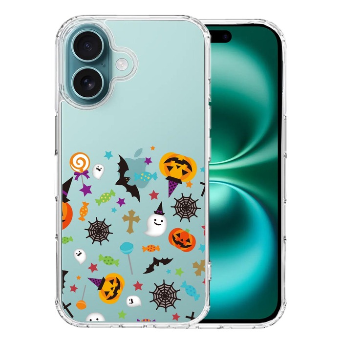 iPhone16 ケース クリア ハロウィン スマホケース 側面ソフト 背面ハード ハイブリッド -0